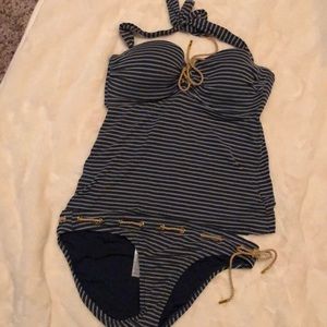 Jessica Simpson tankini navy and gold size Medium